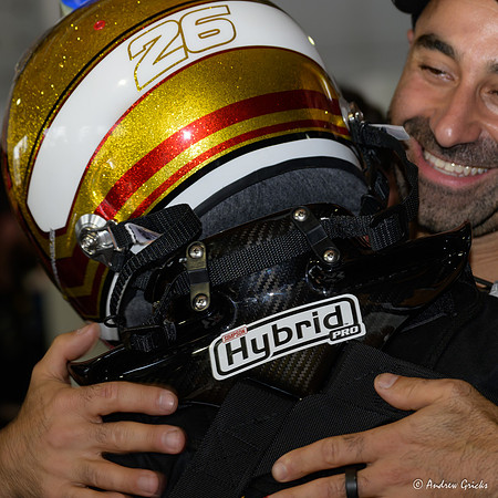 2023 David Cauchi (team primcipal) congratulates David Reynolds on his 16th career pole