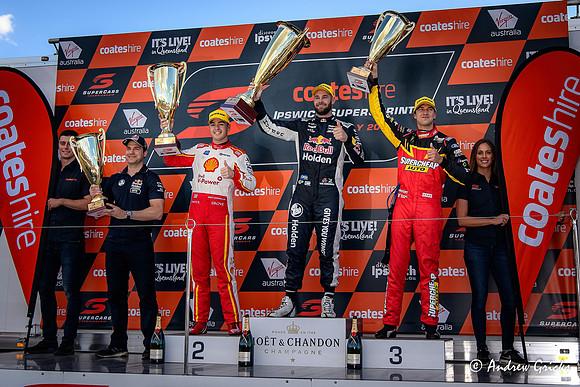 2018 Sunday Podium. Shane van Gisbergen, Scott McLaughlin & Chaz Mostert