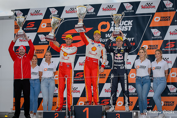 2019 Sunday podium - Scott McLaughlin, Fabian Coulthard & Jamie Whincup