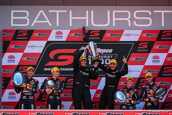 2024.Bathurst 1000 podium. Brodie Kostecki & Todd Hazelwood (first), Broc Feeney & Jamie Whincup (second) & Will Brown & Scott Pye (third)