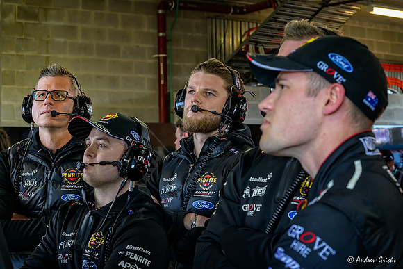 2024. Garth Tander & Brenton Grovee watch Matt Payne in the top10 shootout Richie Stanaway watches on.